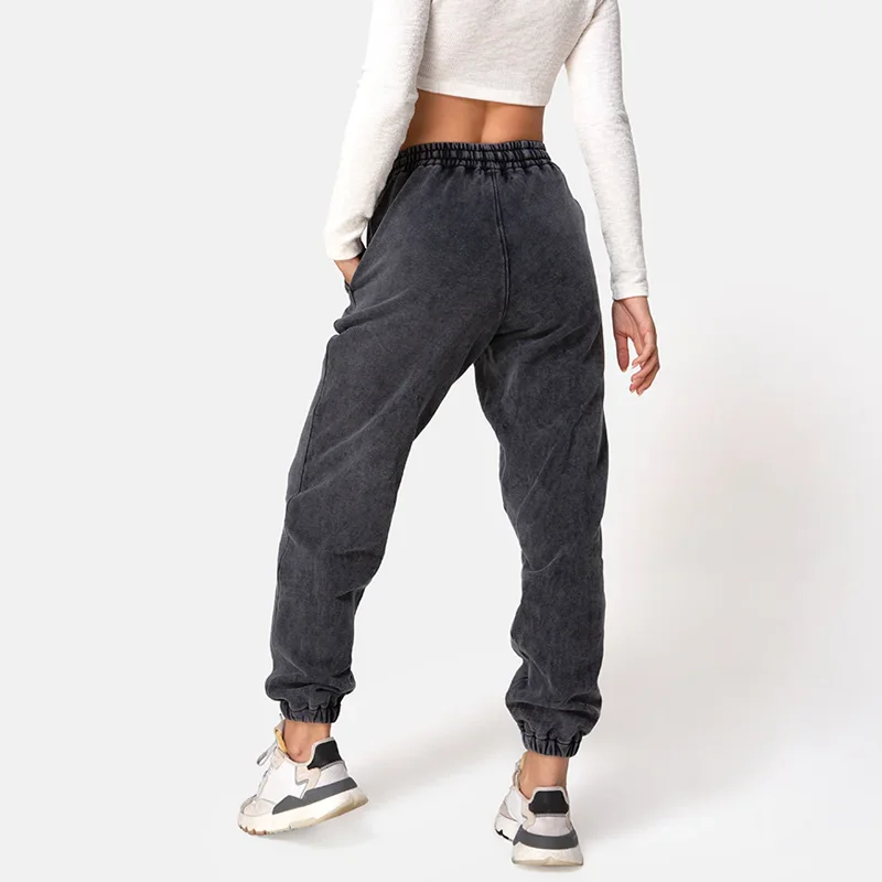 Wholesales Acid Wash Unisex Fleece Trousers Baggy Sweatpants Oversize Women Joggers Pants