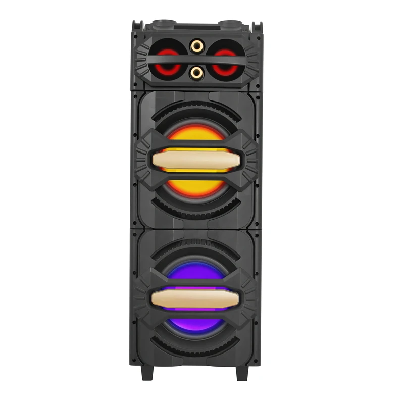 Dual 10 Inch Woofer 120W Rechargeable Outdoor Bluetooth Speaker Portable PA System Professional Active Stage DJ Party Speaker