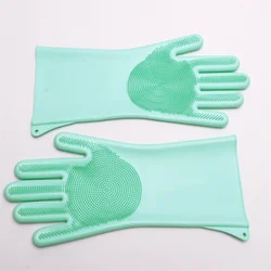 Reusable Magic Brush Dishwasher Silicone Scrubber Gloves For  Dish Washing Clean