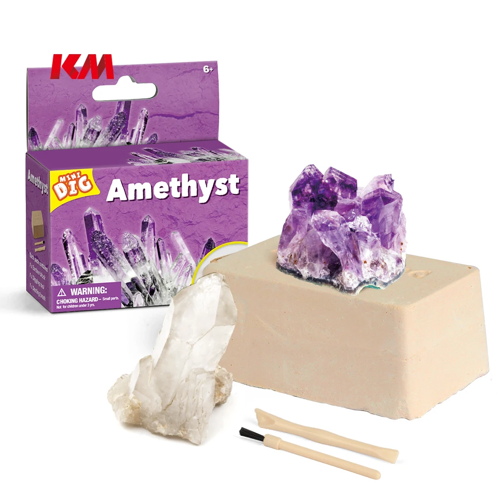 2022 educational kid gift diy discover toys archaeology toy set gem mining kit crystal amethyst dig toy