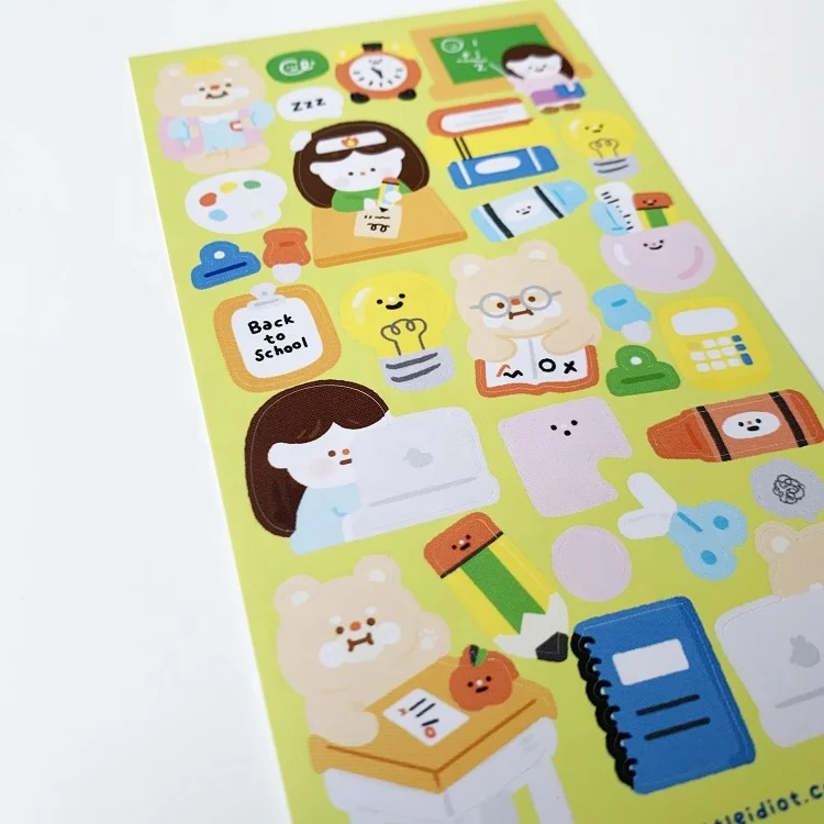 Yellow Breakfast Theme Custom Deco Matte Finish Vinyl Waterproof Sticker Sheets