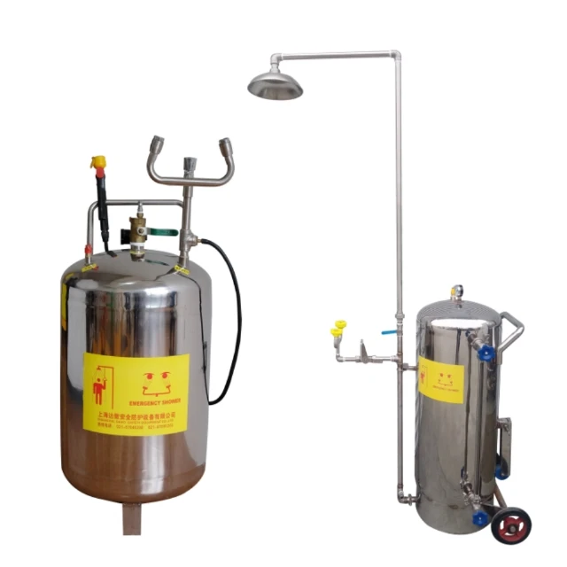 17+ Year Factory Stainless steel 304 Pressurized Portable Emergency Eye Wash Shower With Water Tank 160L CE 30 Gallon