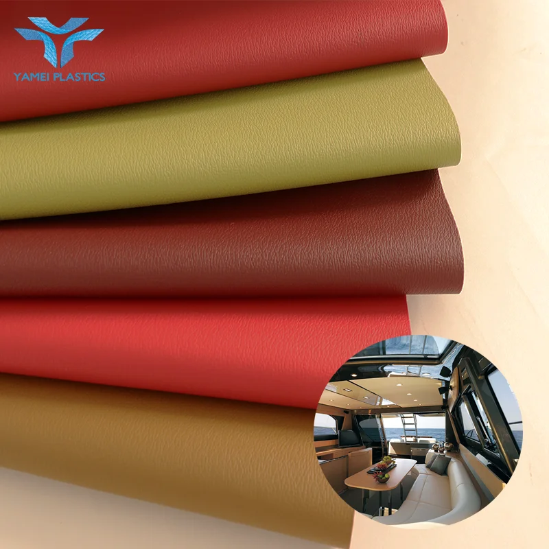 Wholesale Latest Design Luxury Soft Smooth Atlas Faux Leather Synthetic Artificial Vinyl Leather Fabrics for Marine