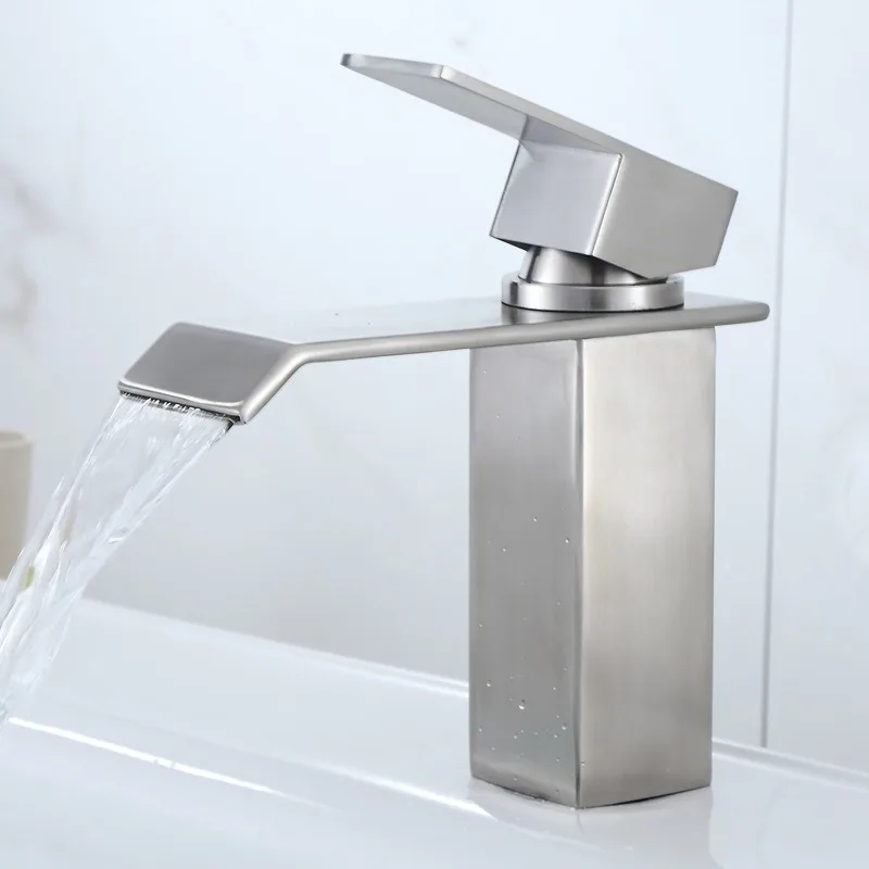 basin mixer single lever Brushed nickel square Stainless Steel wash basin mixer
