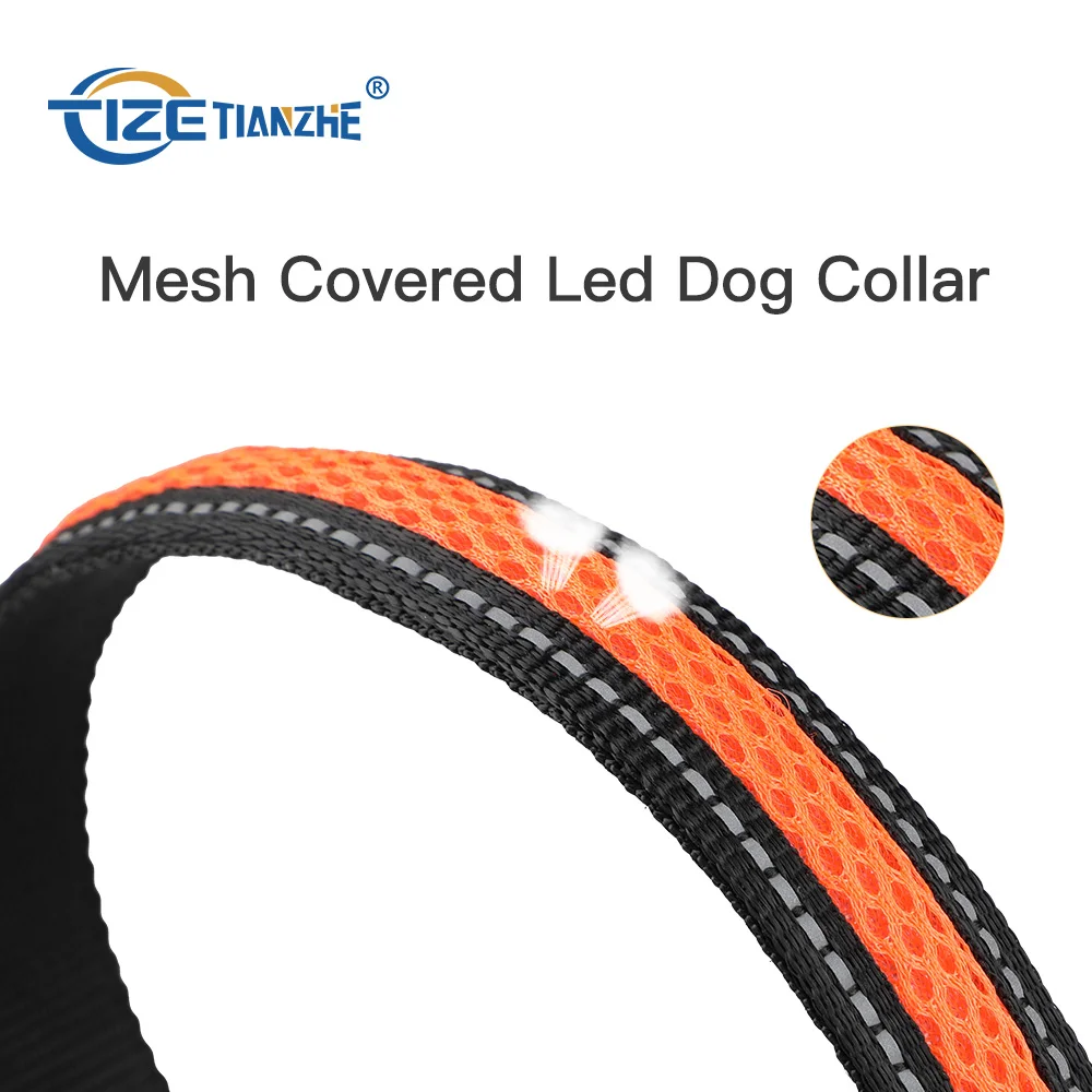 Светодиодные ошейники, регулируемый нейлоновый водонепроницаемый светоотражающий собачий ошейник, светодиодный собачий ошейник