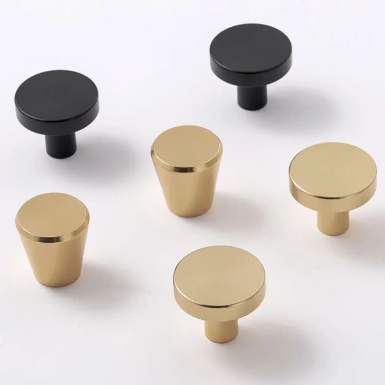 Solid Anodized Matte Black Aluminum Drawer Round Cabinet Dresser Furniture Knobs Wardrobe Door Pull Handles