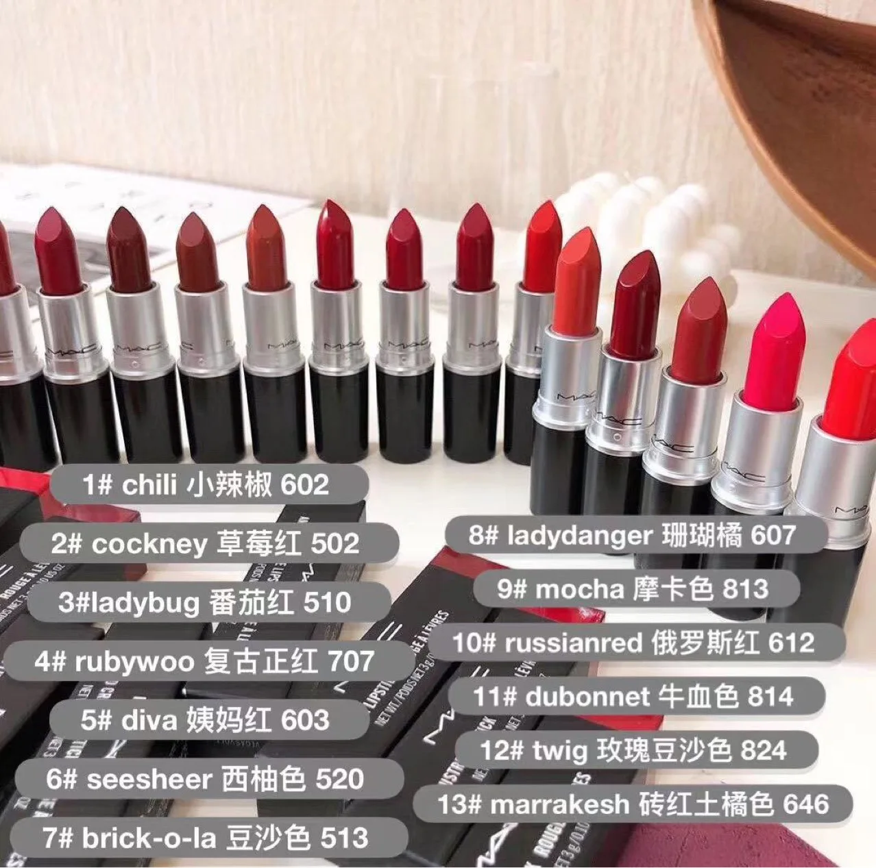 Hot Selling Famous Brand 13 Colors Mac Matte Lipstick For Girls With Low Price