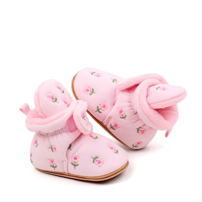 2024 hot selling high quality baby winter boots cute flowers for beautiful toddler girls 0-15 months prewalk soft and warm