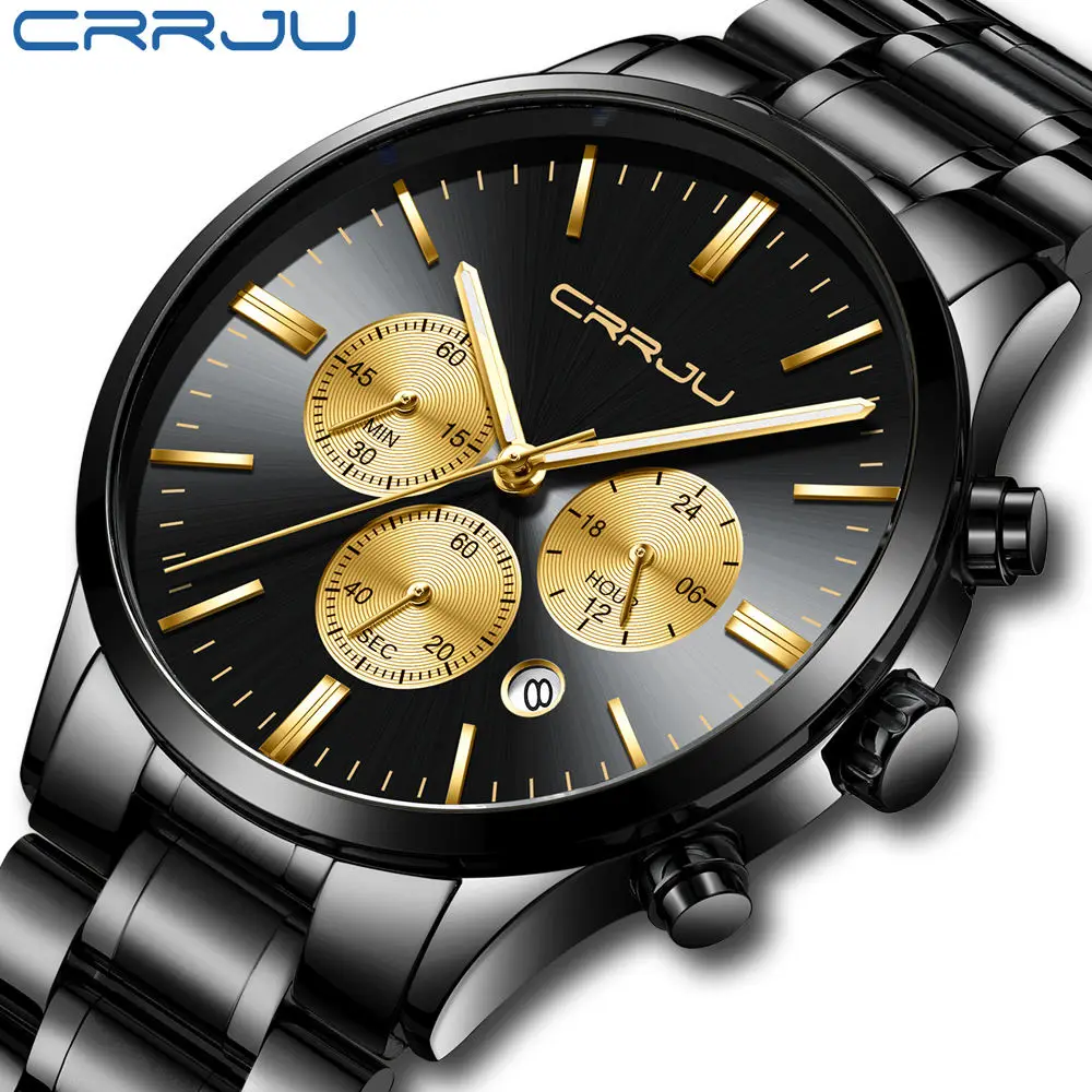 CRR2160 2160 Business Male Quartz Watches Men Wrist Stainless Steel Chronograph Quartz Clock Ultra Thin Watch Brand
