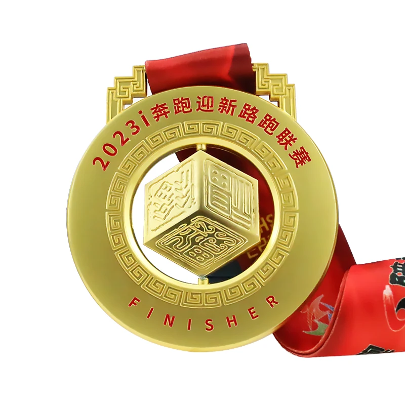 Custom Logo Spinner Medallion Unique Design 3D Hollow Enamel Sports Marathon Custom Spinning Medal UV Printed Souvenir Gift