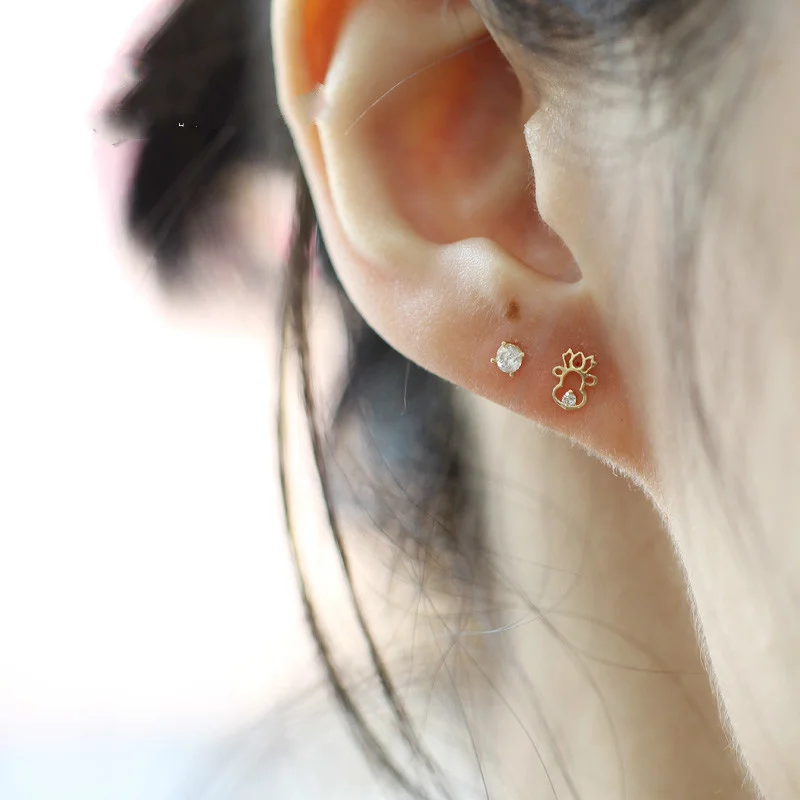 14K Pure Gold Heart Earrings Reindeer Snowflake Studs Dainty Simple Minimal Styles for Wedding or Gifts Kids kj150 8