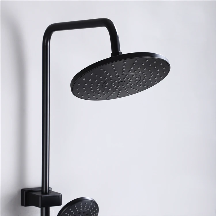 
Nordic style hotel bathroom shower head black wall mounted brass thermostatic shower mixer 