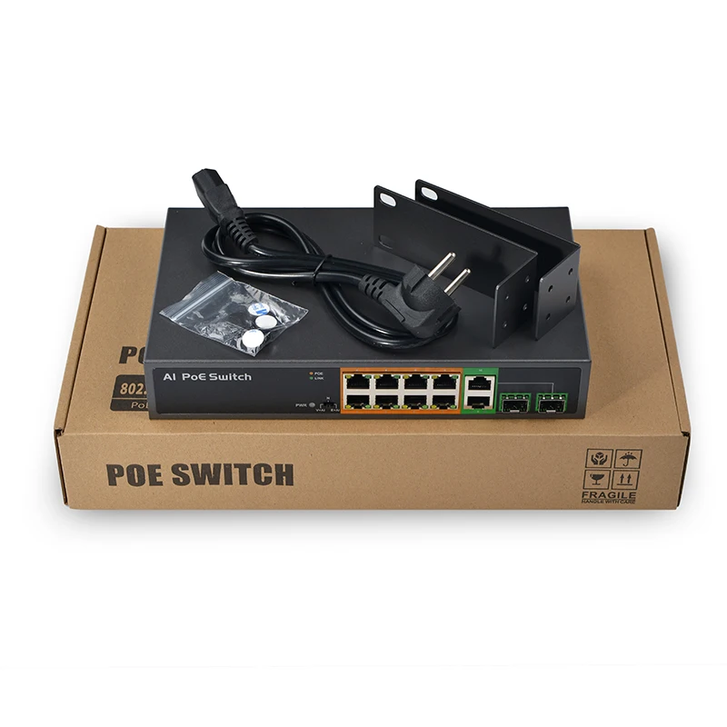 SDAPO PSE1008GS-AI Factory Wholesale lightning protection 250meter PoE Switch 8 +2Port 8 port poe switch