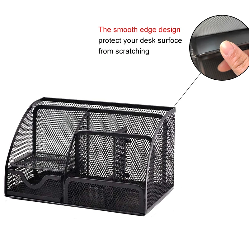 Space Saver Custom Metal Mesh Make Up Desktop Organizer, Office Black Desk Organiser Drawer Tray