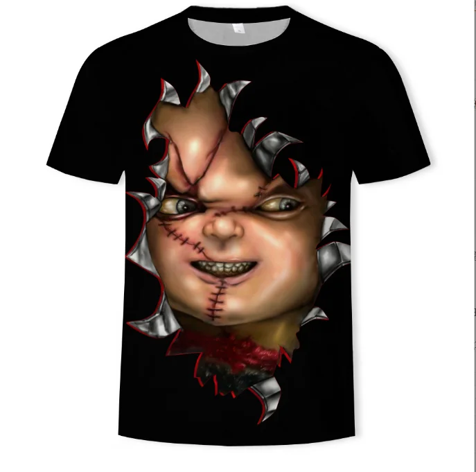 Wholesale Unisex Fashion 3d Print Halloween T-shirts Crewneck Short Sleeve Tees For Mens Womens