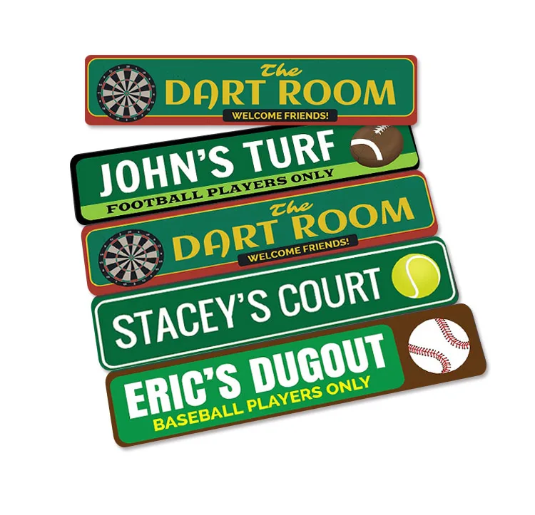 
reproduction tin signs wholesale for home SPORT metal name sign DART ROOM custom street old fashioned metal signs 