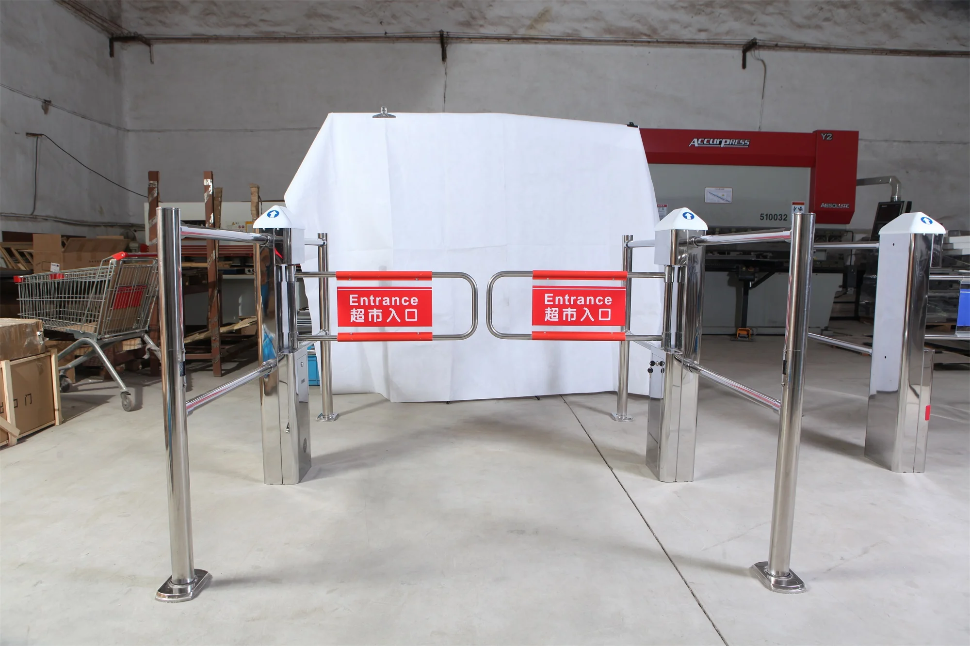 Custom Automatic Iron Commercial Supermarket Accessor Control Turnstile Supermarket Gate