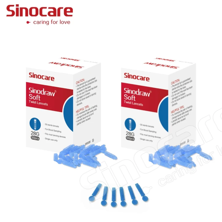 Sinocare Glucometer Lancet Safety Plastic Blood Lancet Needle Twist Sterile Blood Test Needles