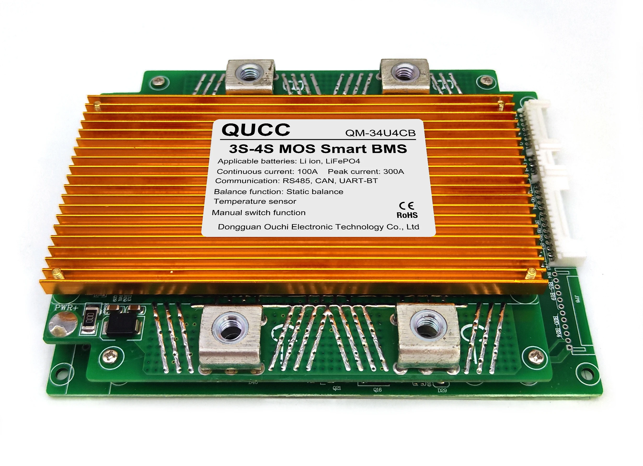 Qucc Смарт BMS 3S ~ 4S cell series 100A литий ионный Lifepo4 Смарт BMS 24V 48V 60V литиевая батарея сбалансированный