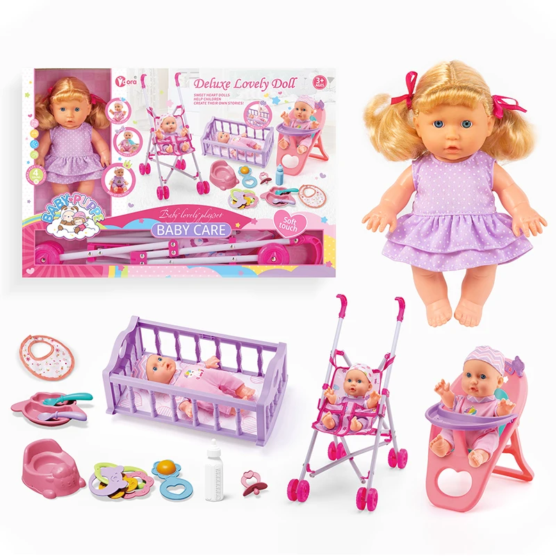 9 Inch 4 Sounds Baby Doll Accessories Set Baby Silicone Reborn Dressing Girl Dolls Pretend Play Toys for Kids Girls Baby Toy