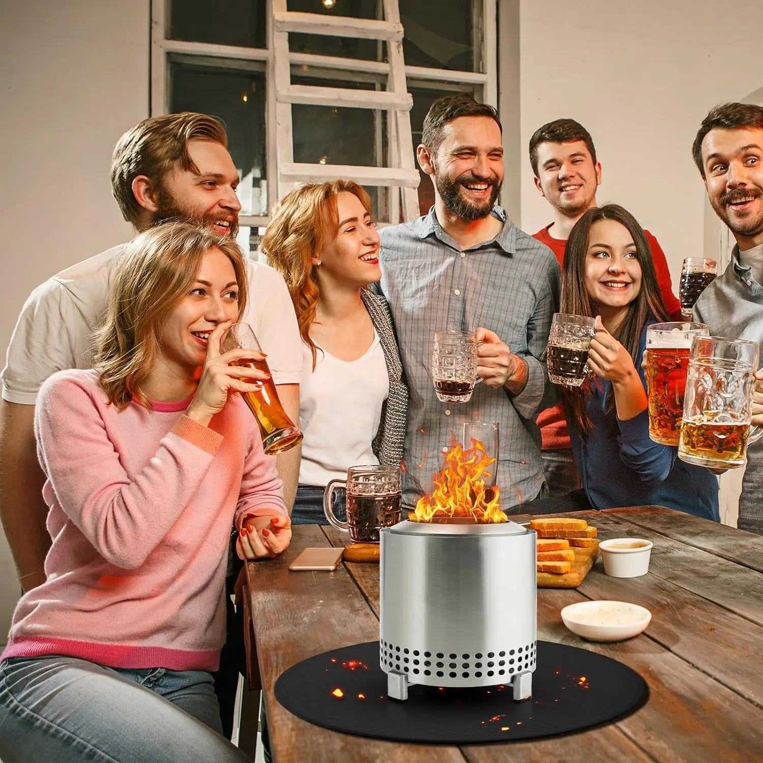 20 36 48 Inch Round Aluminum Silicone Fiberglass Heat Resistant Non Stick Outdoor Fireproof Fire Blanket Grill Fire Pit Mat