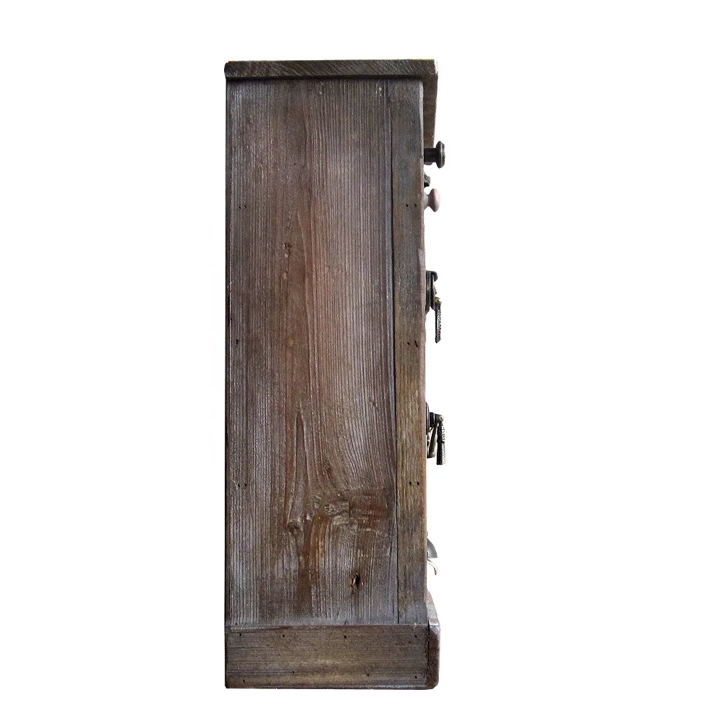 Rustic Vintage Small Recycled Wood Organizer Chest With Numbered Drawers, reclaimed wood drawer chest