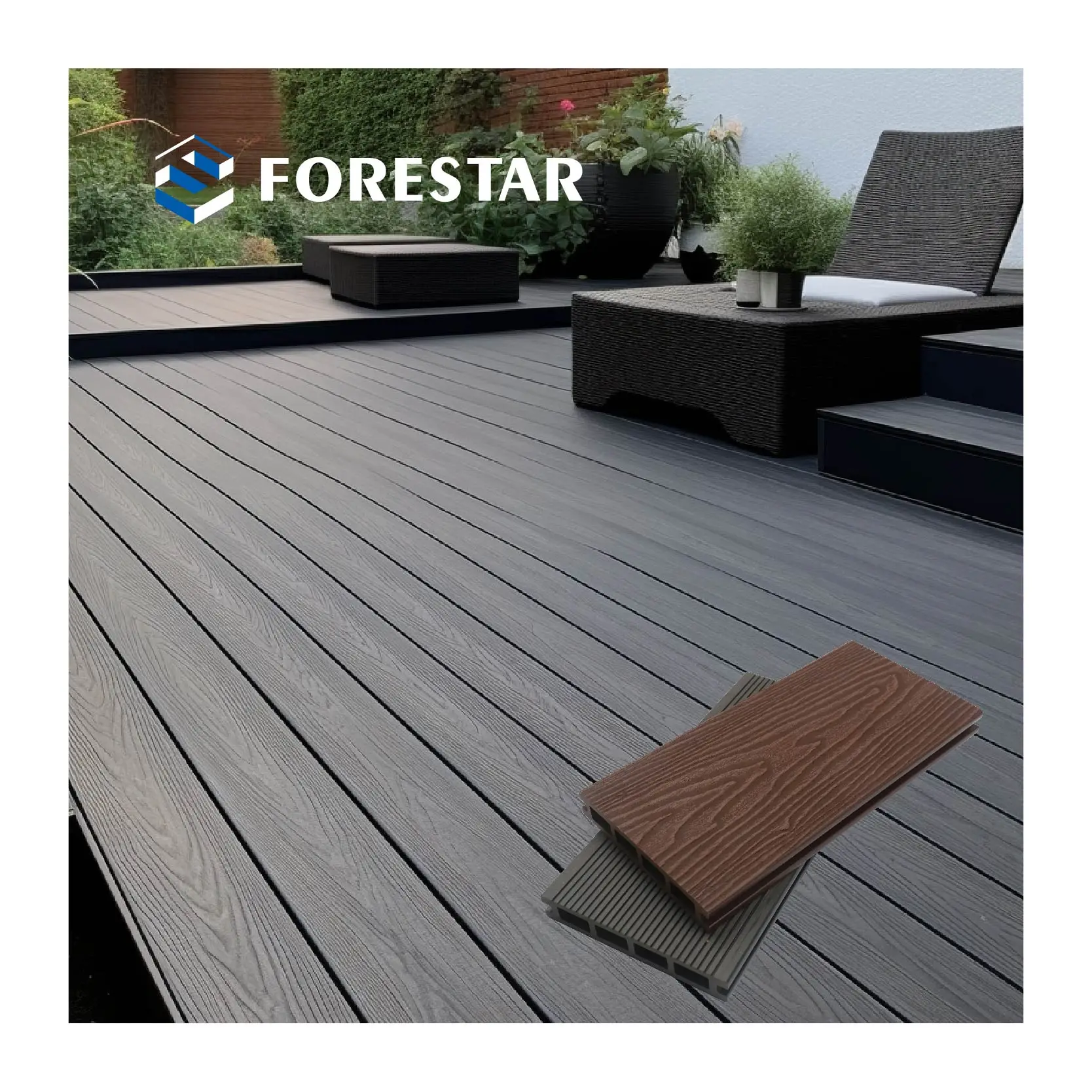 Weather Resistant Water Proof Long Lasting Wood Plastic Deck Composite Decking Boards Flooring For Outdoor Patio
