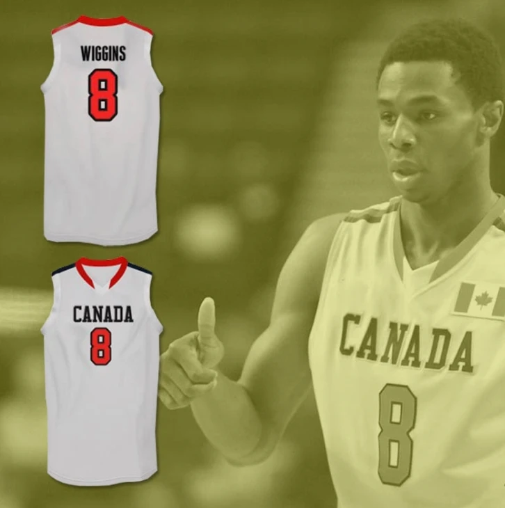 Бесплатная доставка под заказ любое имя номер ANDREW WIGGINS CANADA белая баскетбольная майка вышитая S-6XL