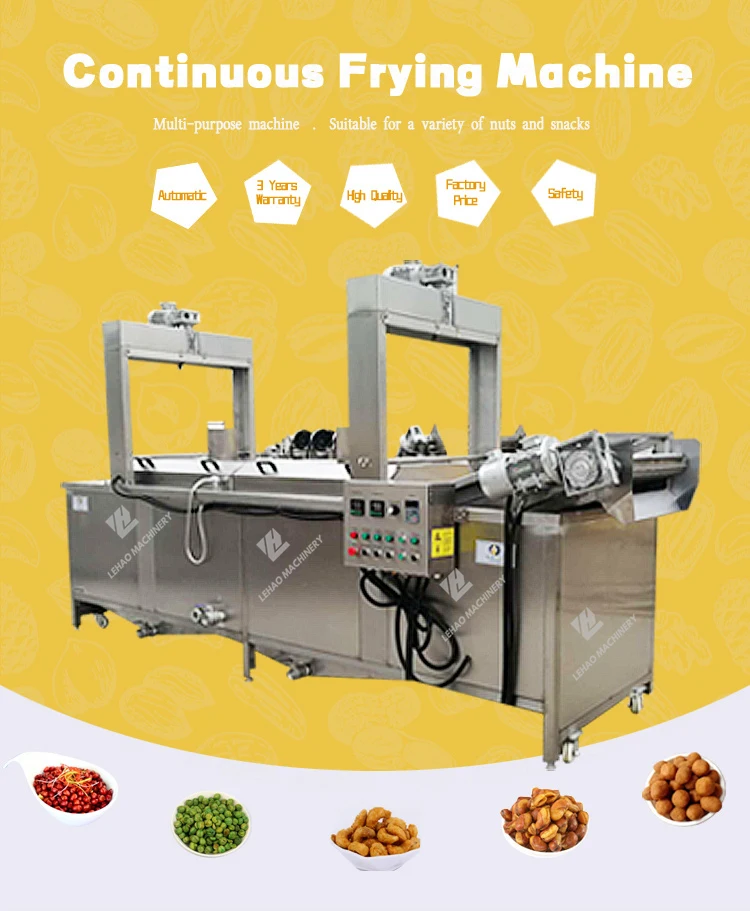 Batch type stainless steel almond fryer continuous peanut nuts grains frying machine beans fryer