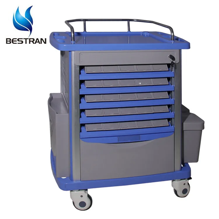 BT-MY002B Bestran cheap price Hospital ABS Medicine Trolley Double Sides Medical Emergency Crash Cart