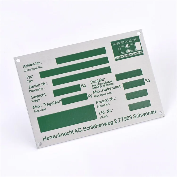 Chemically Etched Metal Name Plate Engraved Aluminium Nameplate Printing Logo custom Stainless Steel Label