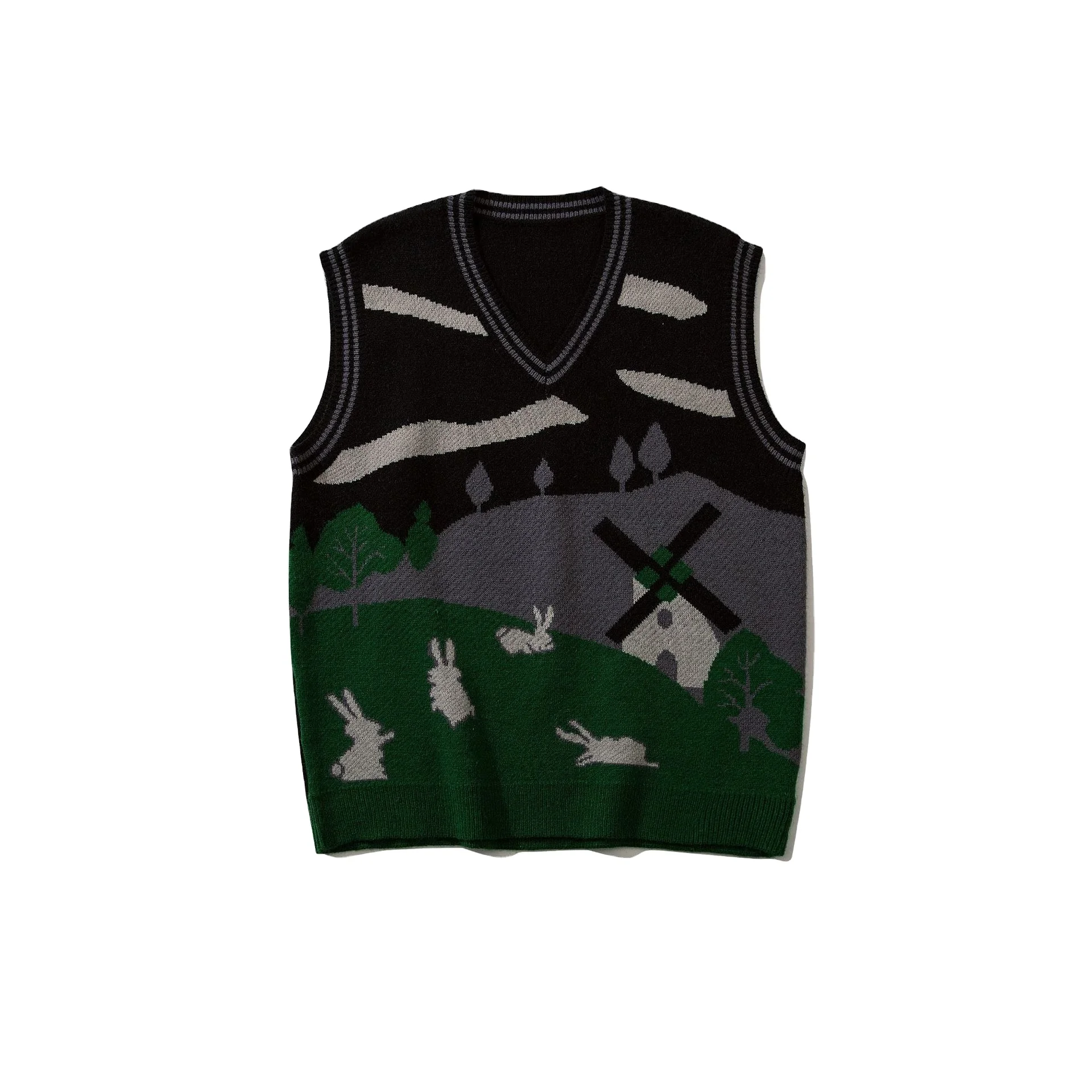 Жаккардовые мужские трикотажные свитера с логотипом