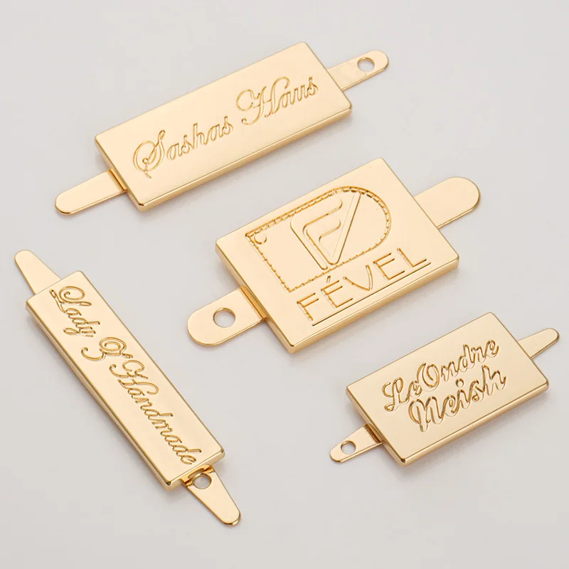 Customized Silver Metal Plate Logo Design Antique Brass Name Plate Metal Label Gold Engraved Logo Metal for Bag