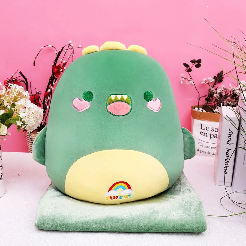 Kawaii New Fat Chicken Bear Rabbit Penguin Pig Dinosaur Plush Pillow Toys Soft Stuffed Animal Doll Chair Cushion with blanket