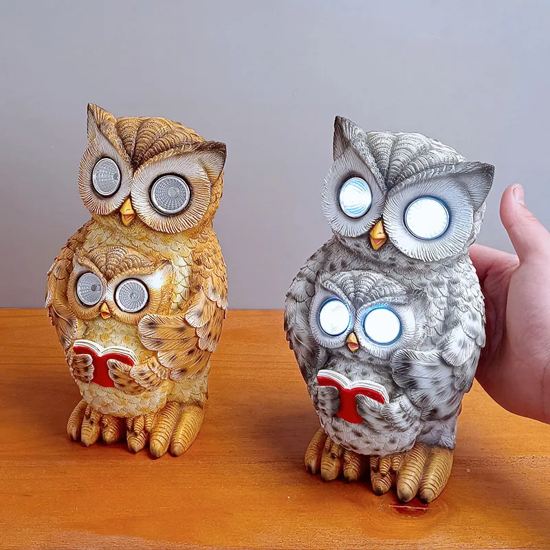 solar garden lights outdoor decorative owl night light courtyard garden animal sculpture landscape decorative resin ornaments