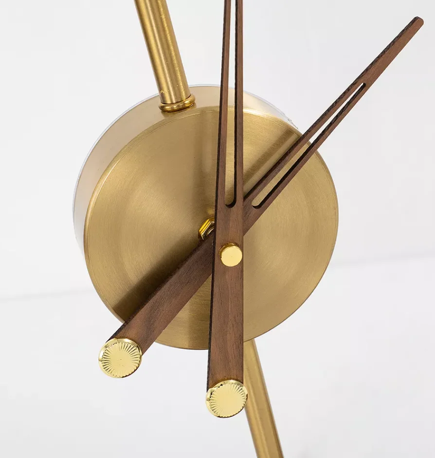 Aluminum clock lamp dimmable with phone holder wireless phone charging metal ball base modern table lamp with wooden base