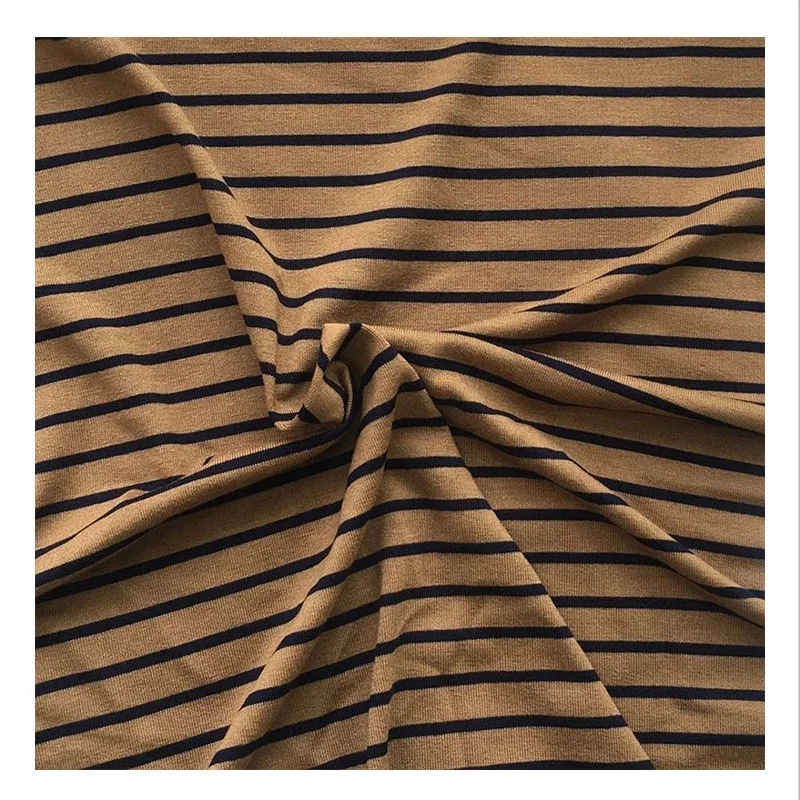 Wholesale rayon cotton blended knitted stripe comfort stretch yarn dyed fabric for clothes