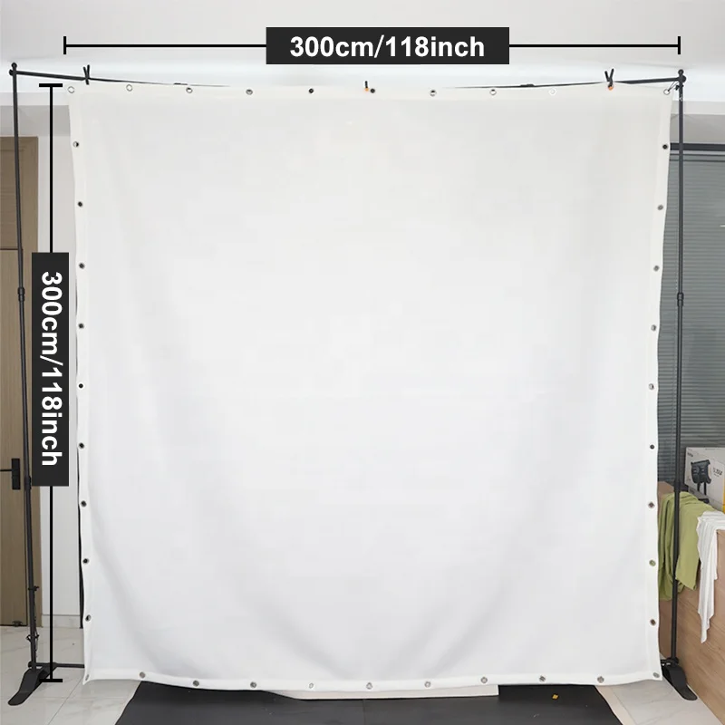Custom 3.2M Width 4K HD Two Sides Available Flame Retardant Indoor Slient Golf Triple Layer Simulator Impact Screen Fabric