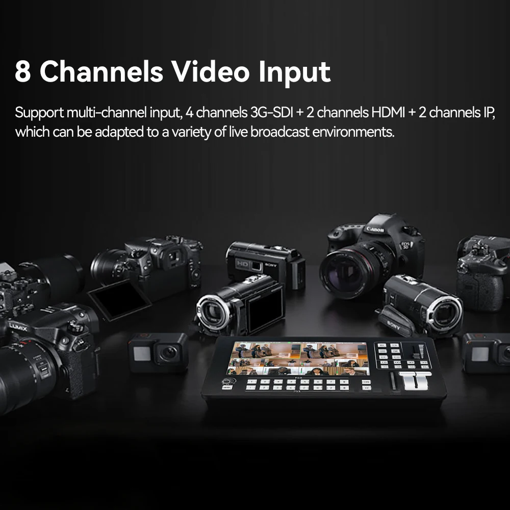 HD screen camera live stream broadcast switcher HDMI mixer 8 channels streaming video vmix