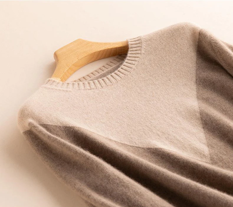 Derong new design fashion women sweater winter crew neck 100% cashmere sweater women