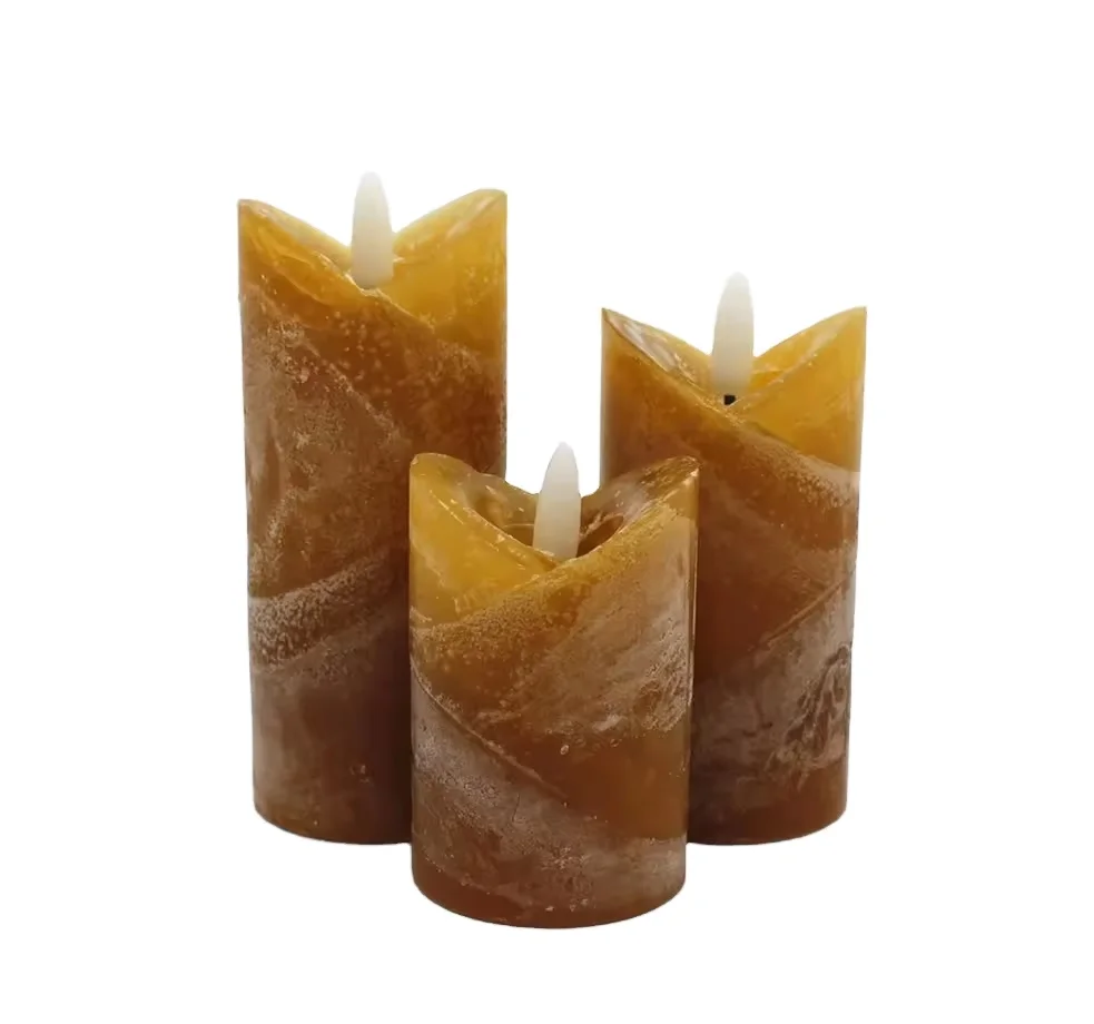 wholesale customized pillar shaped flameless Premium grey 360 top bullet wick candle vela with remote control/timer