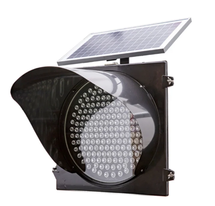300mm Solar Yellow Flashing Led Traffic Warning Signal Light