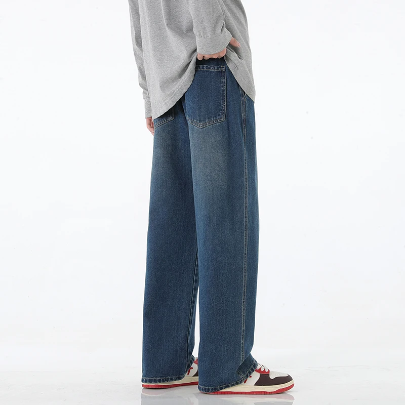 BK113  blue wanshed jeans fashinable stylish longer pants for man comfortable streetwear pants