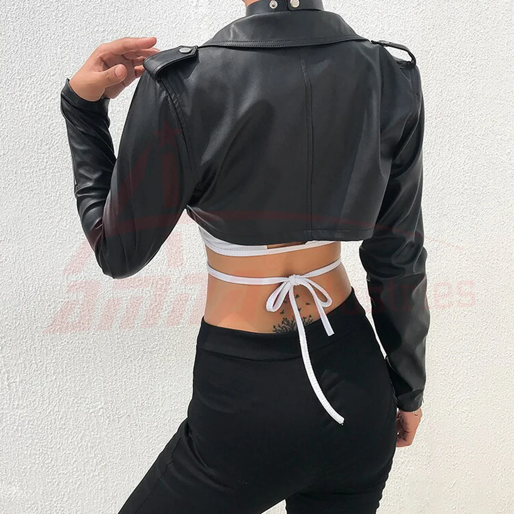Wholesale Ladies Short Crop Leather Jacket Real Soft Leather Crop Jacket For Women