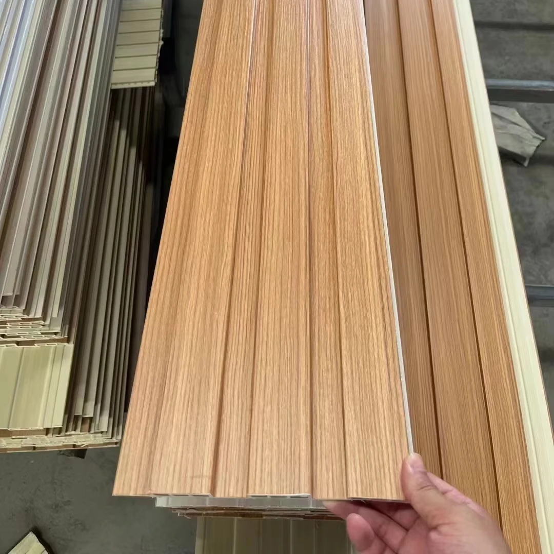 Decoration Materials PVC 3D Fluted Wall Panel Wood veneer wall Cladding PS Acoustic WPC Wall Panel