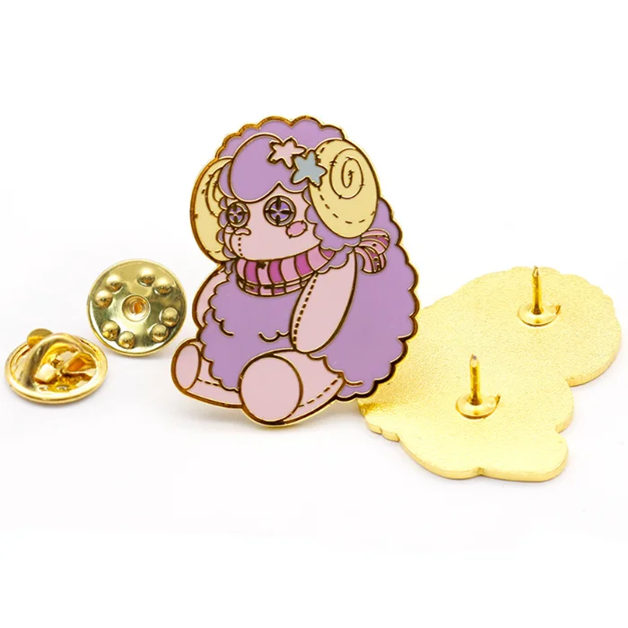 high quality kunshan hard enamel rose gold pins badge locking pin backs