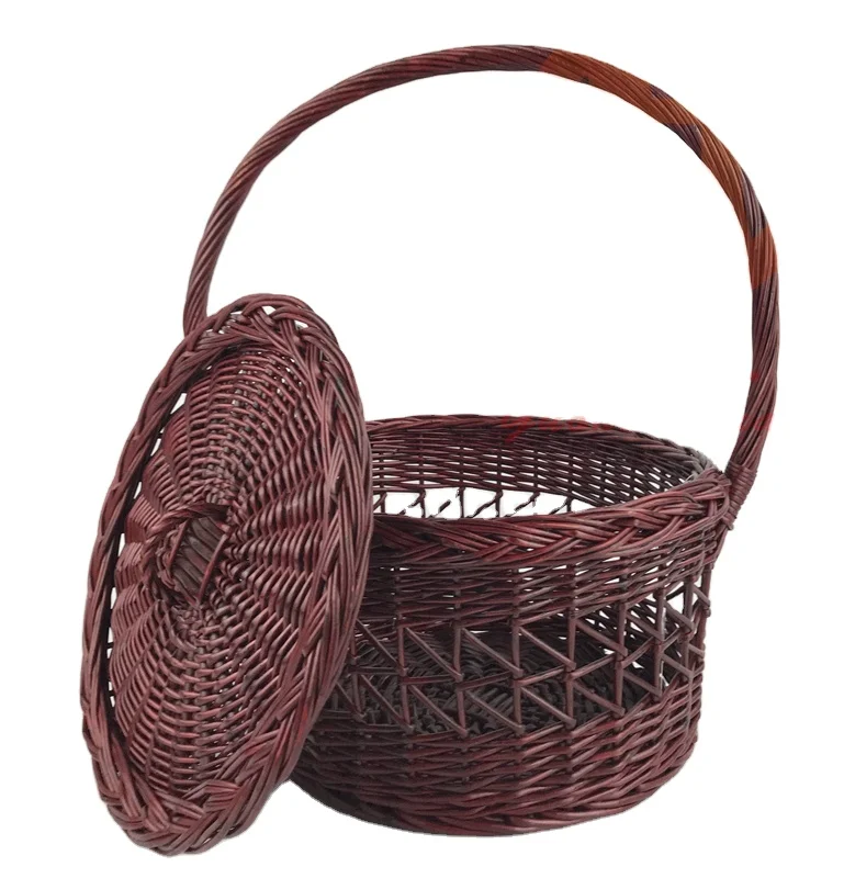 
wicker shopping basket with lid 