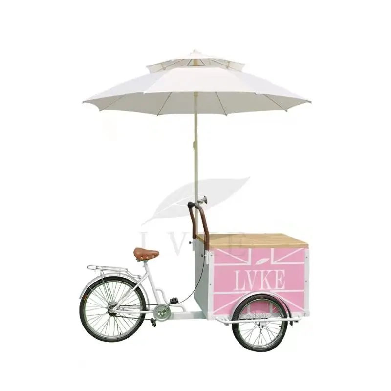 2021 new fashion fast food snack trike  ice cream tricycle two front wheels front load tricycle