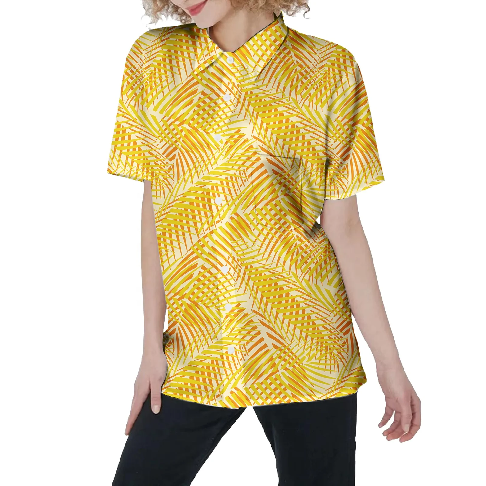 Women Hawaiian Shirt Tropical Beach Blouse Button Down Cheap Floral Short Sleeve Hawaii Tee Wholesale Aloha Shirt