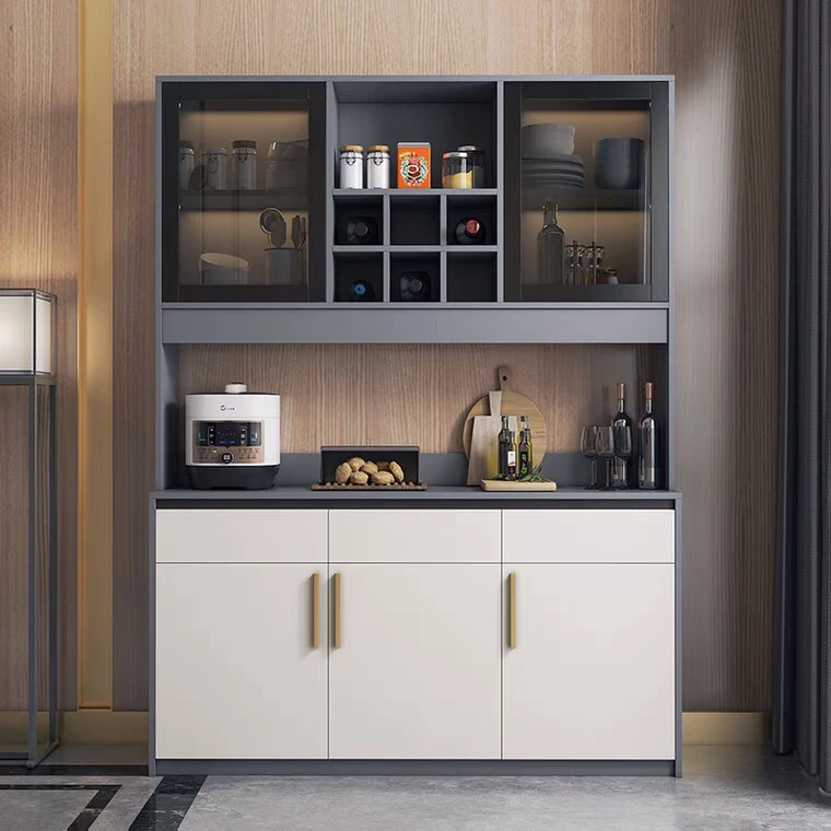 China Manufacture Knock Down Design Lacquered Finish Modern Wine Shelf Kitchen Cabinets